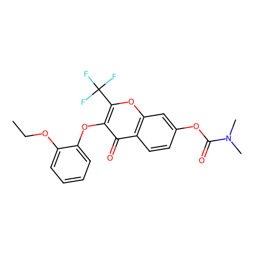 3-(2-ethoxyphenoxy)-4-oxo-2-(trifluoromethyl)-4H-chromen-7-yl dimethylcarbamate structure