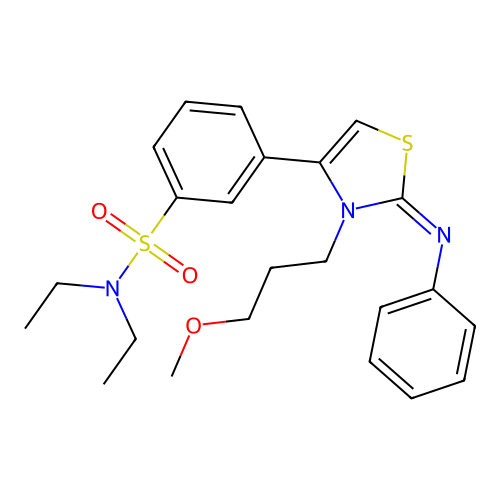 N,N-diethyl-3-[(2Z)-3-(3-methoxypropyl)-2-(phenylimino)-2,3-dihydro-1,3-thiazol-4-yl]benzenesulfonamide structure