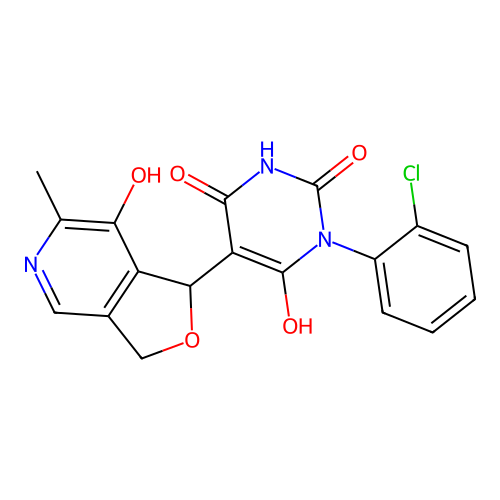 1-(2-chlorophenyl)-6-hydroxy-5-(7-hydroxy-6-methyl-1,3-dihydrofuro[3,4-c]pyridin-1-yl)pyrimidine-2,4(1H,3H)-dione structure