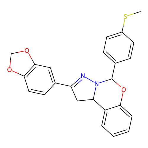 2-(1,3-benzodioxol-5-yl)-5-(4-methylsulfanylphenyl)-5,10b-dihydro-1H-pyrazolo[1,5-c][1,3]benzoxazine structure