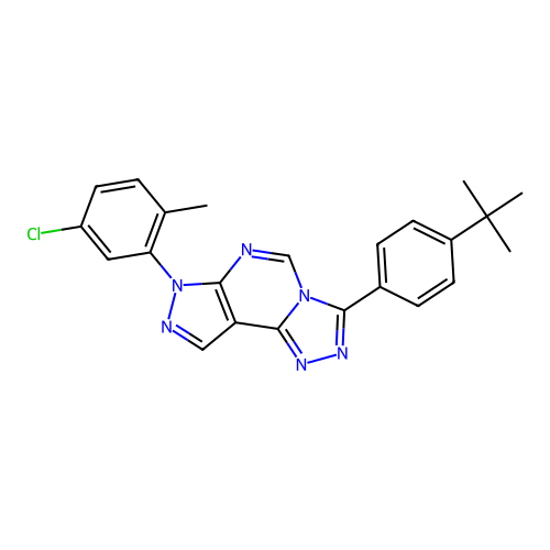 3-(4-(tert-butyl)phenyl)-7-(5-chloro-2-methylphenyl)-7H-pyrazolo[4,3-e][1,2,4]triazolo[4,3-c]pyrimidine structure