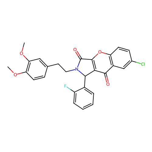 7-chloro-2-(3,4-dimethoxyphenethyl)-1-(2-fluorophenyl)-1,2-dihydrochromeno[2,3-c]pyrrole-3,9-dione structure