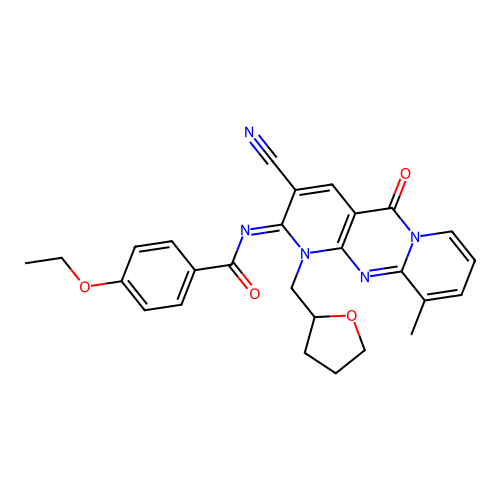 (E)-N-(3-cyano-10-methyl-5-oxo-1-((tetrahydrofuran-2-yl)methyl)-1H-dipyrido[1,2-a:2',3'-d]pyrimidin-2(5H)-ylidene)-4-ethoxybenzamide structure
