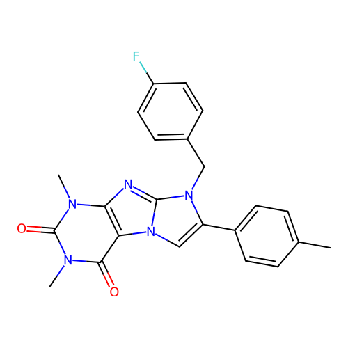 8-(4-fluorobenzyl)-1,3-dimethyl-7-(p-tolyl)-1H-imidazo[2,1-f]purine-2,4(3H,8H)-dione structure