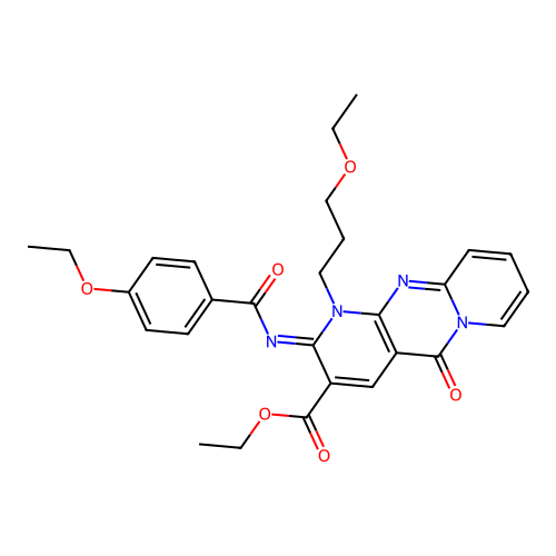 (Z)-ethyl 2-((4-ethoxybenzoyl)imino)-1-(3-ethoxypropyl)-5-oxo-2,5-dihydro-1H-dipyrido[1,2-a:2',3'-d]pyrimidine-3-carboxylate structure
