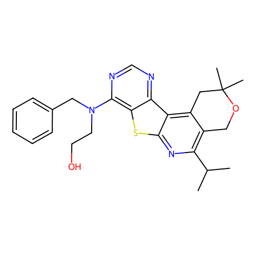 2-(benzyl(5-isopropyl-2,2-dimethyl-2,4-dihydro-1H-pyrano[4'',3'':4',5']pyrido[3',2':4,5]thieno[3,2-d]pyrimidin-8-yl)amino)ethanol structure