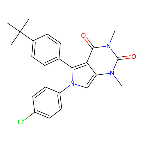 5-(4-tert-butylphenyl)-6-(4-chlorophenyl)-1,3-dimethylpyrrolo[3,4-d]pyrimidine-2,4-dione structure