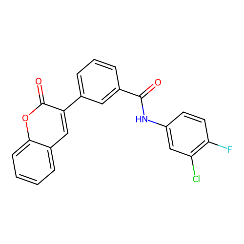 N-(3-chloro-4-fluorophenyl)-3-(2-oxo-2H-chromen-3-yl)benzamide structure