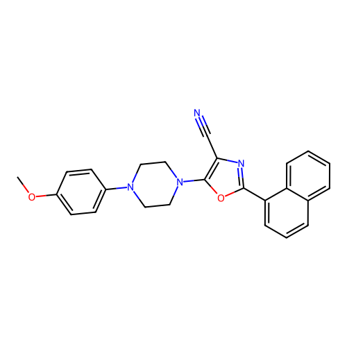 5-[4-(4-methoxyphenyl)piperazin-1-yl]-2-(naphthalen-1-yl)-1,3-oxazole-4-carbonitrile structure
