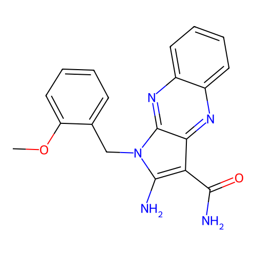 2-amino-1-(2-methoxybenzyl)-1H-pyrrolo[2,3-b]quinoxaline-3-carboxamide structure