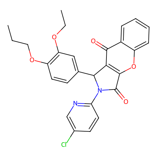 2-(5-chloropyridin-2-yl)-1-(3-ethoxy-4-propoxyphenyl)-1,2-dihydrochromeno[2,3-c]pyrrole-3,9-dione structure
