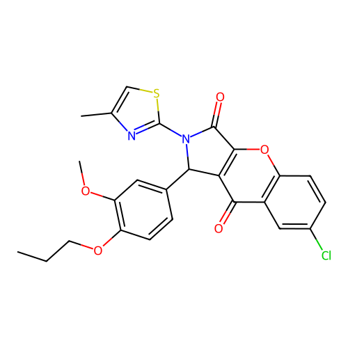 7-chloro-1-(3-methoxy-4-propoxyphenyl)-2-(4-methyl-1,3-thiazol-2-yl)-1,2-dihydrochromeno[2,3-c]pyrrole-3,9-dione structure