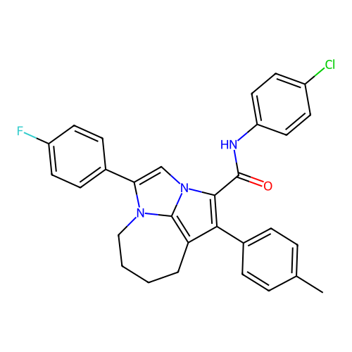 N-(4-chlorophenyl)-4-(4-fluorophenyl)-1-(4-methylphenyl)-5,6,7,8-tetrahydro-2a,4a-diazacyclopenta[cd]azulene-2-carboxamide structure