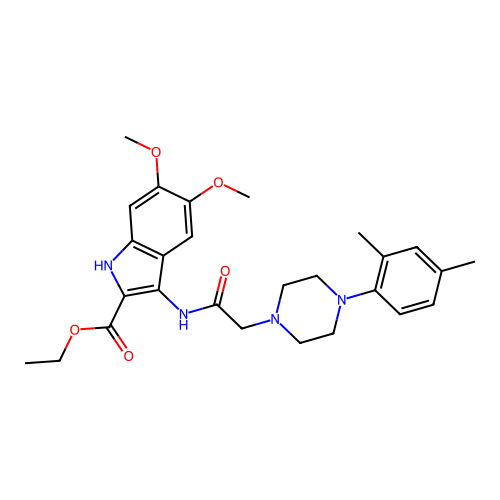 ethyl 3-({[4-(2,4-dimethylphenyl)piperazin-1-yl]acetyl}amino)-5,6-dimethoxy-1H-indole-2-carboxylate structure
