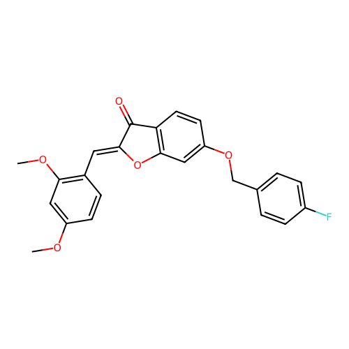 (Z)-2-(2,4-dimethoxybenzylidene)-6-((4-fluorobenzyl)oxy)benzofuran-3(2H)-one structure