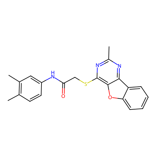 N-(3,4-dimethylphenyl)-2-((2-methylbenzofuro[3,2-d]pyrimidin-4-yl)thio)acetamide structure