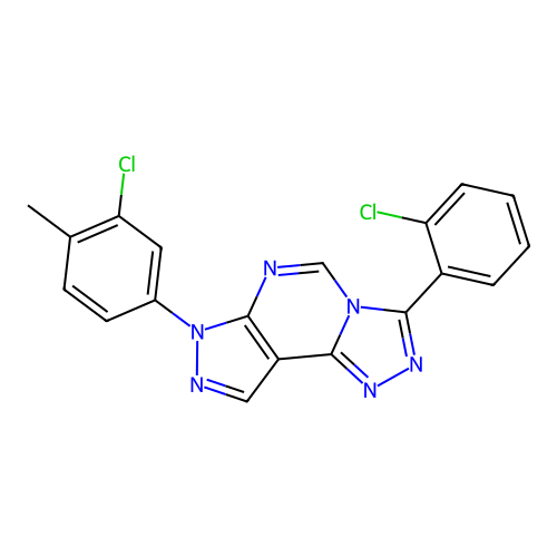 7-(3-chloro-4-methylphenyl)-3-(2-chlorophenyl)-7H-pyrazolo[4,3-e][1,2,4]triazolo[4,3-c]pyrimidine structure