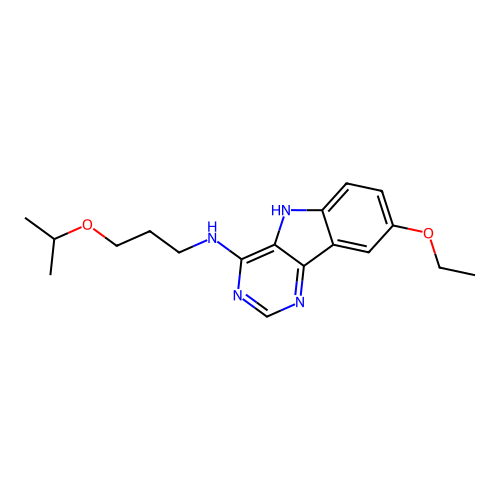 8-ethoxy-N-[3-(propan-2-yloxy)propyl]-5H-pyrimido[5,4-b]indol-4-amine structure