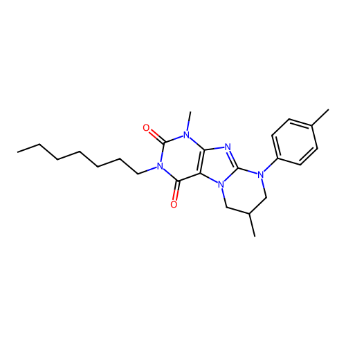 3-heptyl-1,7-dimethyl-9-(4-methylphenyl)-7,8-dihydro-6H-purino[7,8-a]pyrimidine-2,4-dione structure