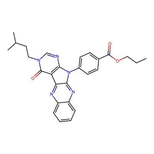 propyl 4-(3-isopentyl-4-oxo-3H-pyrimido[5',4':4,5]pyrrolo[2,3-b]quinoxalin-11(4H)-yl)benzoate structure