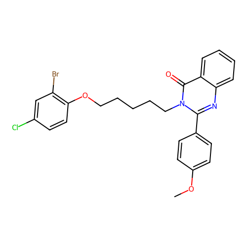 3-(5-(2-bromo-4-chlorophenoxy)pentyl)-2-(4-methoxyphenyl)quinazolin-4(3H)-one structure