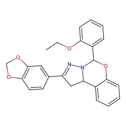 2-(1,3-benzodioxol-5-yl)-5-(2-ethoxyphenyl)-1,10b-dihydropyrazolo[1,5-c][1,3]benzoxazine structure