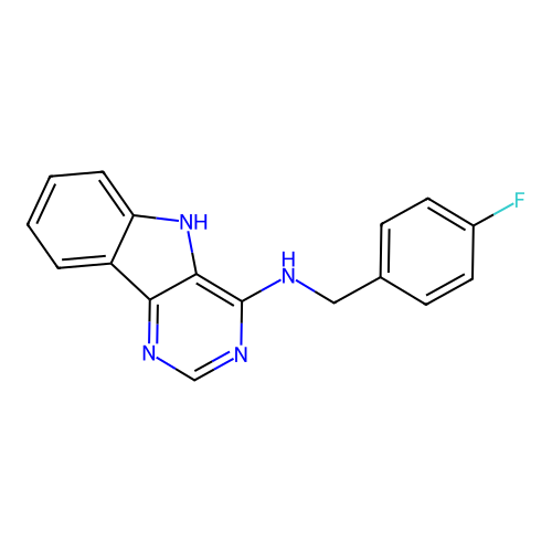 N-(4-fluorobenzyl)-5H-pyrimido[5,4-b]indol-4-amine structure