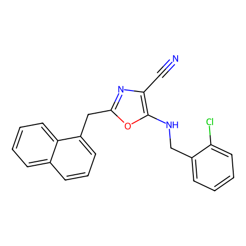 5-[(2-Chlorobenzyl)amino]-2-(naphthalen-1-ylmethyl)-1,3-oxazole-4-carbonitrile structure