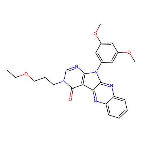 11-(3,5-dimethoxyphenyl)-3-(3-ethoxypropyl)-3,11-dihydro-4H-pyrimido[5',4':4,5]pyrrolo[2,3-b]quinoxalin-4-one structure