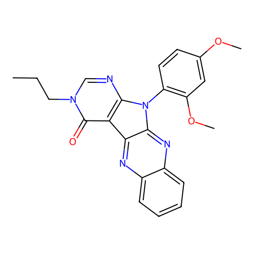 11-(2,4-dimethoxyphenyl)-3-propyl-3,11-dihydro-4H-pyrimido[5',4':4,5]pyrrolo[2,3-b]quinoxalin-4-one structure
