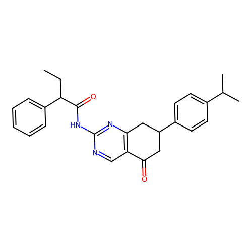 N-{5-oxo-7-[4-(propan-2-yl)phenyl]-5,6,7,8-tetrahydroquinazolin-2-yl}-2-phenylbutanamide structure