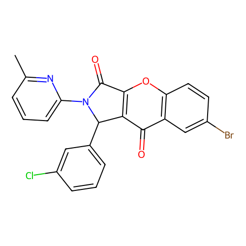 7-bromo-1-(3-chlorophenyl)-2-(6-methylpyridin-2-yl)-1,2-dihydrochromeno[2,3-c]pyrrole-3,9-dione structure