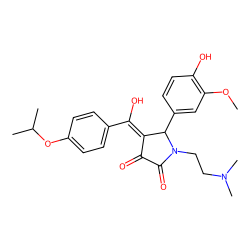 1-(2-dimethylaminoethyl)-5-(4-hydroxy-3-methoxyphenyl)-4-[hydroxy-(4-propan-2-yloxyphenyl)methylidene]pyrrolidine-2,3-dione structure