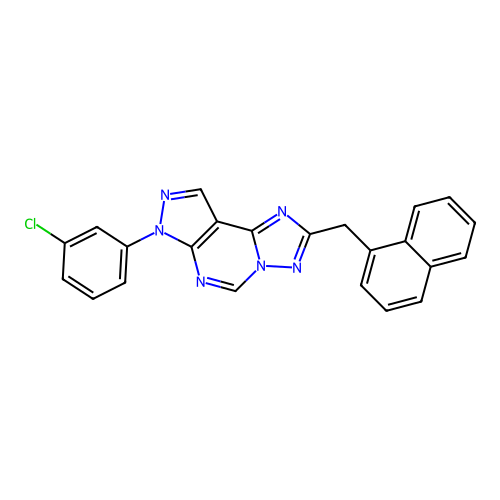 7-(3-chlorophenyl)-2-(naphthalen-1-ylmethyl)-7H-pyrazolo[4,3-e][1,2,4]triazolo[1,5-c]pyrimidine structure