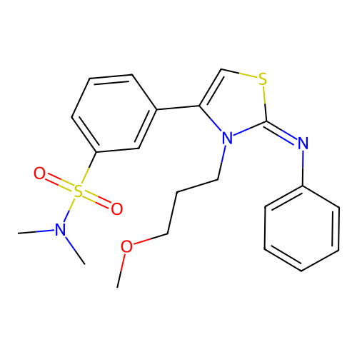3-[(2Z)-3-(3-methoxypropyl)-2-(phenylimino)-2,3-dihydro-1,3-thiazol-4-yl]-N,N-dimethylbenzenesulfonamide structure