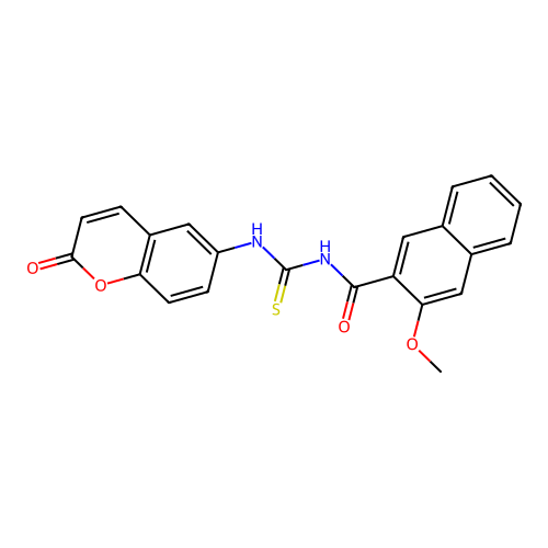 3-methoxy-N-[(2-oxo-2H-chromen-6-yl)carbamothioyl]naphthalene-2-carboxamide structure