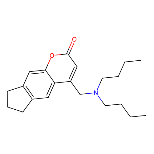 4-((dibutylamino)methyl)-7,8-dihydrocyclopenta[g]chromen-2(6H)-one structure