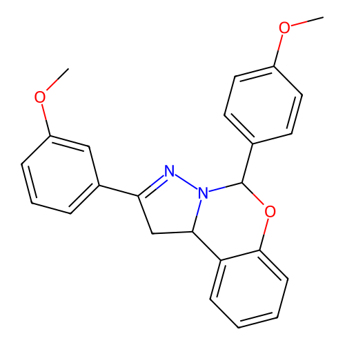 2-(3-methoxyphenyl)-5-(4-methoxyphenyl)-1,10b-dihydropyrazolo[1,5-c][1,3]benzoxazine structure