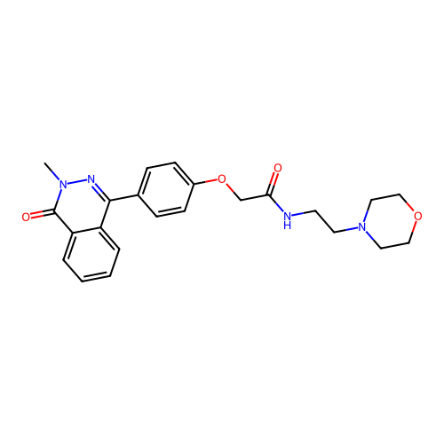2-(4-(3-methyl-4-oxo-3,4-dihydrophthalazin-1-yl)phenoxy)-N-(2-morpholinoethyl)acetamide structure