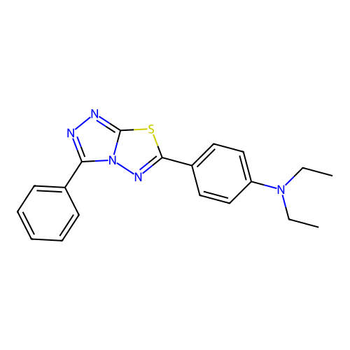 N,N-diethyl-4-(3-phenyl-[1,2,4]triazolo[3,4-b][1,3,4]thiadiazol-6-yl)aniline structure