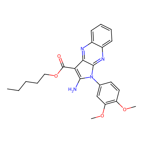 pentyl 2-amino-1-(3,4-dimethoxyphenyl)-1H-pyrrolo[2,3-b]quinoxaline-3-carboxylate structure