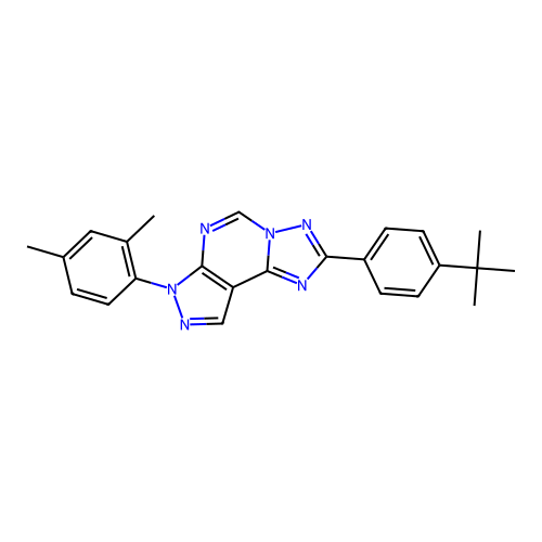 2-(4-tert-butylphenyl)-7-(2,4-dimethylphenyl)-7H-pyrazolo[4,3-e][1,2,4]triazolo[1,5-c]pyrimidine structure