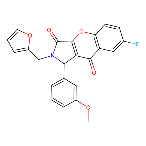 7-fluoro-2-(2-furylmethyl)-1-(3-methoxyphenyl)-1,2-dihydrochromeno[2,3-c]pyrrole-3,9-dione structure