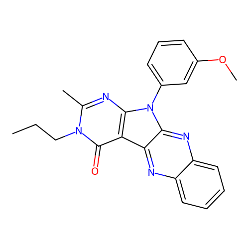 11-(3-methoxyphenyl)-2-methyl-3-propyl-3,11-dihydro-4H-pyrimido[5',4':4,5]pyrrolo[2,3-b]quinoxalin-4-one structure