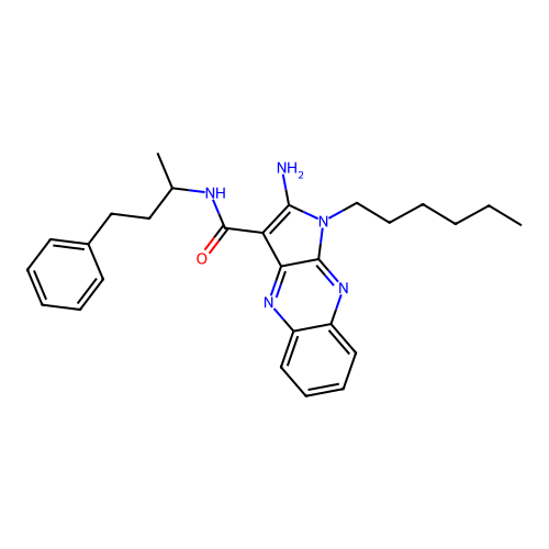 2-amino-1-hexyl-N-(4-phenylbutan-2-yl)-1H-pyrrolo[2,3-b]quinoxaline-3-carboxamide structure
