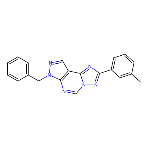 7-benzyl-2-(m-tolyl)-7H-pyrazolo[4,3-e][1,2,4]triazolo[1,5-c]pyrimidine structure