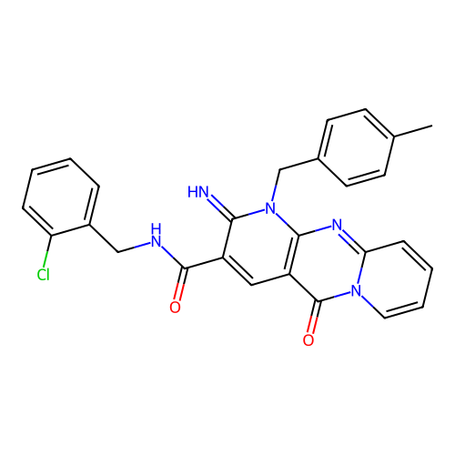 N-(2-chlorobenzyl)-2-imino-1-(4-methylbenzyl)-5-oxo-1,5-dihydro-2H-dipyrido[1,2-a:2',3'-d]pyrimidine-3-carboxamide structure