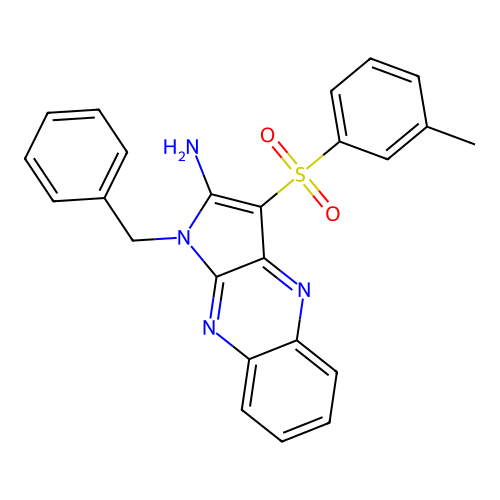 1-benzyl-3-[(3-methylphenyl)sulfonyl]-1H-pyrrolo[2,3-b]quinoxalin-2-amine structure