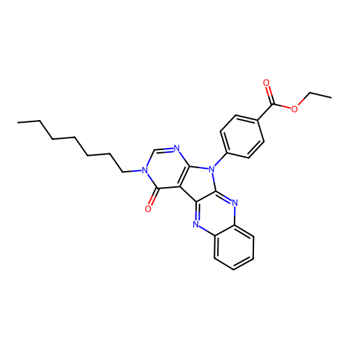 ethyl 4-(3-heptyl-4-oxo-3,4-dihydro-11H-pyrimido[5',4':4,5]pyrrolo[2,3-b]quinoxalin-11-yl)benzoate structure