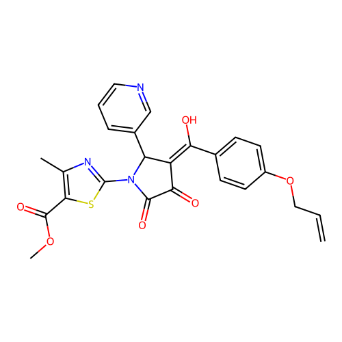 methyl 2-(3-(4-(allyloxy)benzoyl)-4-hydroxy-5-oxo-2-(pyridin-3-yl)-2,5-dihydro-1H-pyrrol-1-yl)-4-methylthiazole-5-carboxylate structure